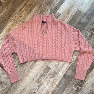 NWOT medium UK2LA Cable Knit cropped Pink Sweater